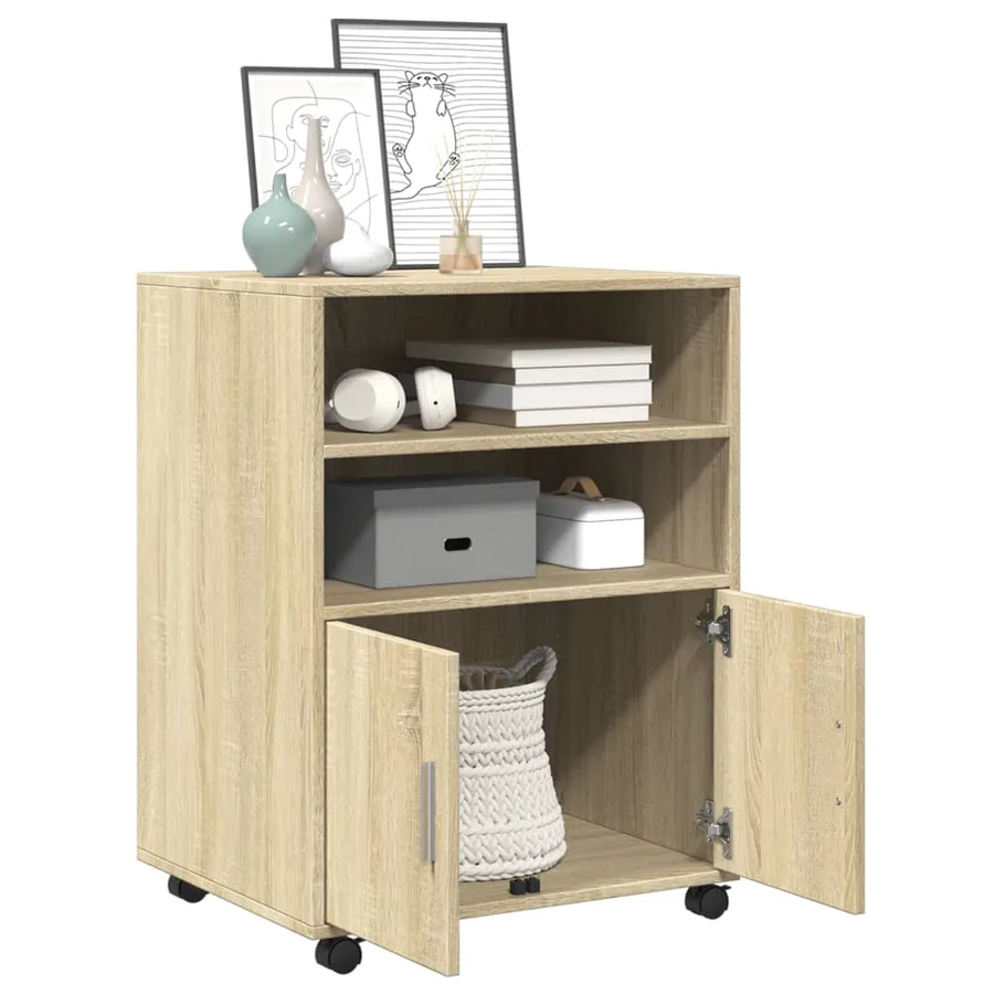 Armoire à roulettes chêne sonoma 60x48x81 cm bois d'ingénierie - 3