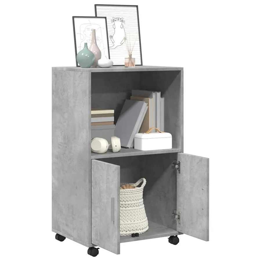 Armoire à roulettes gris béton 55x40x91 cm bois d'ingénierie - 3