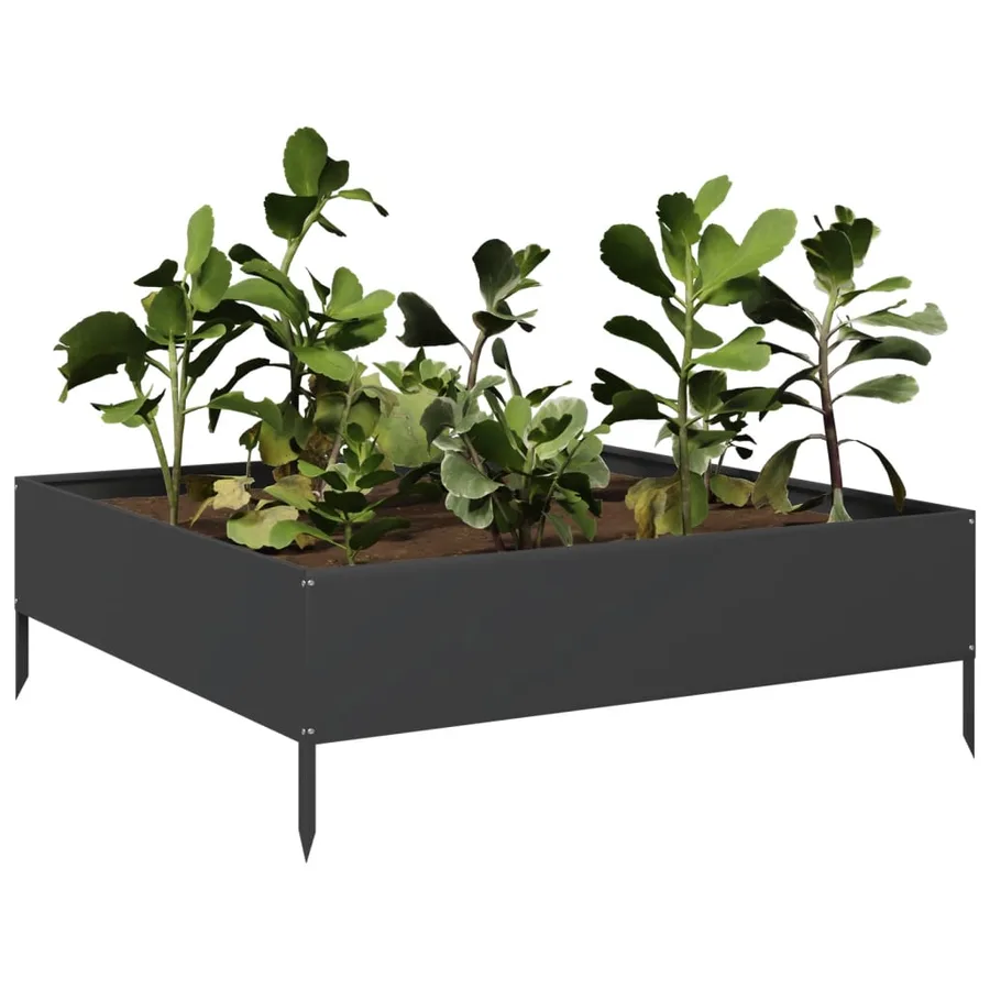 Lit surélevé de jardin noir 100x100x33,5 cm acier - 3