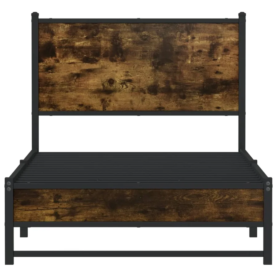 Cadre de lit en métal sans matelas chêne fumé 75x190 cm - 5