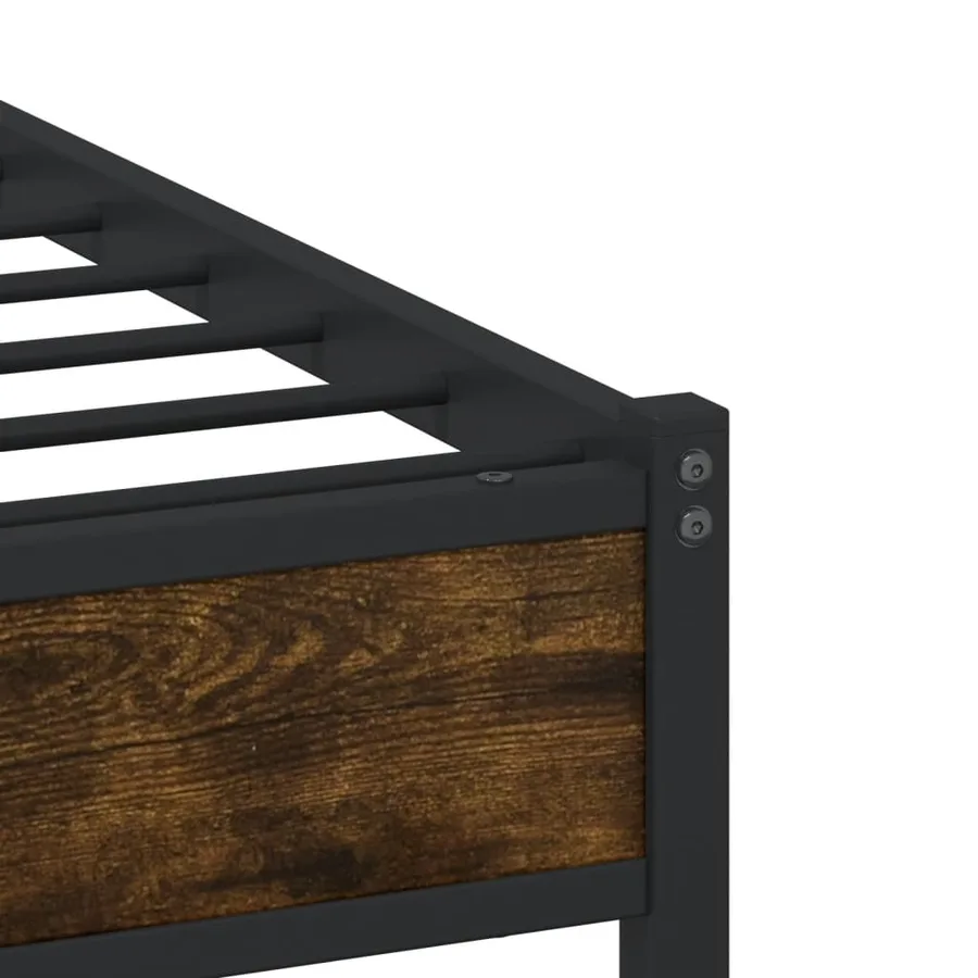 Cadre de lit en métal sans matelas chêne fumé 75x190 cm - 8