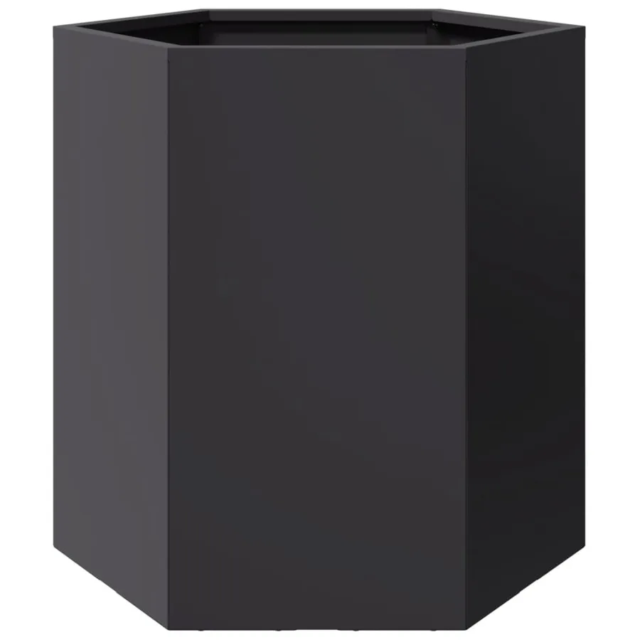 Jardinières 2 pcs noir hexagone 46x40x45 cm acier - 7