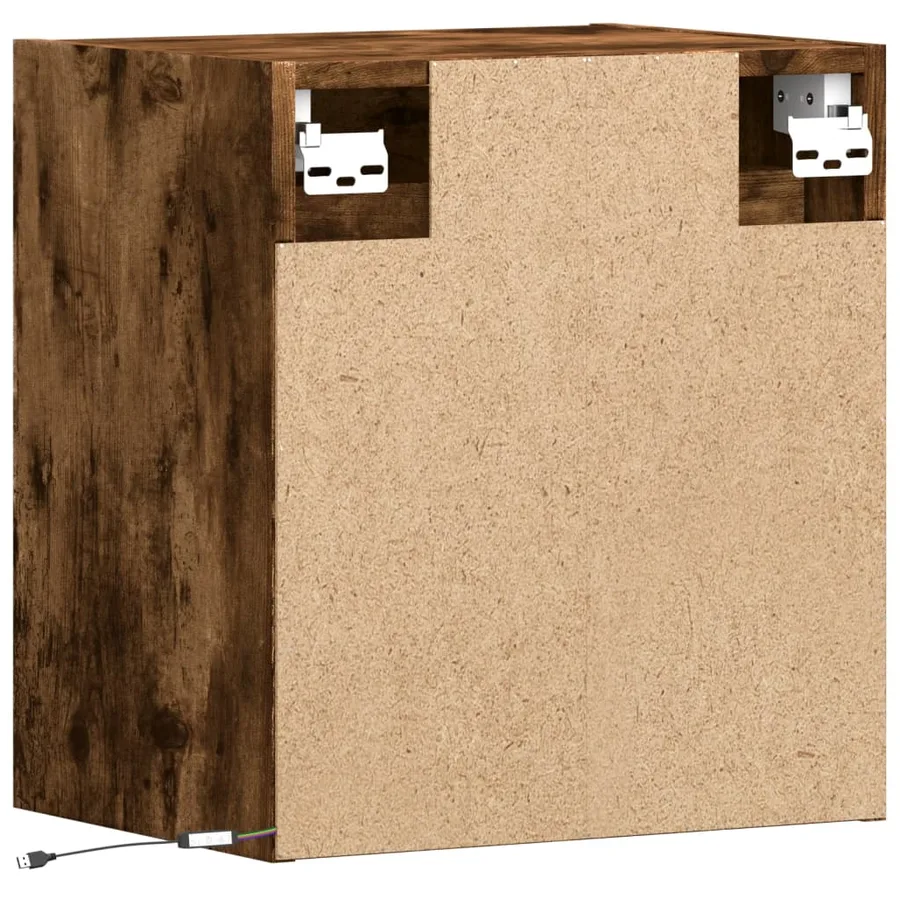 Meuble TV mural avec lumières LED chêne fumé 41x31x45 cm - 8