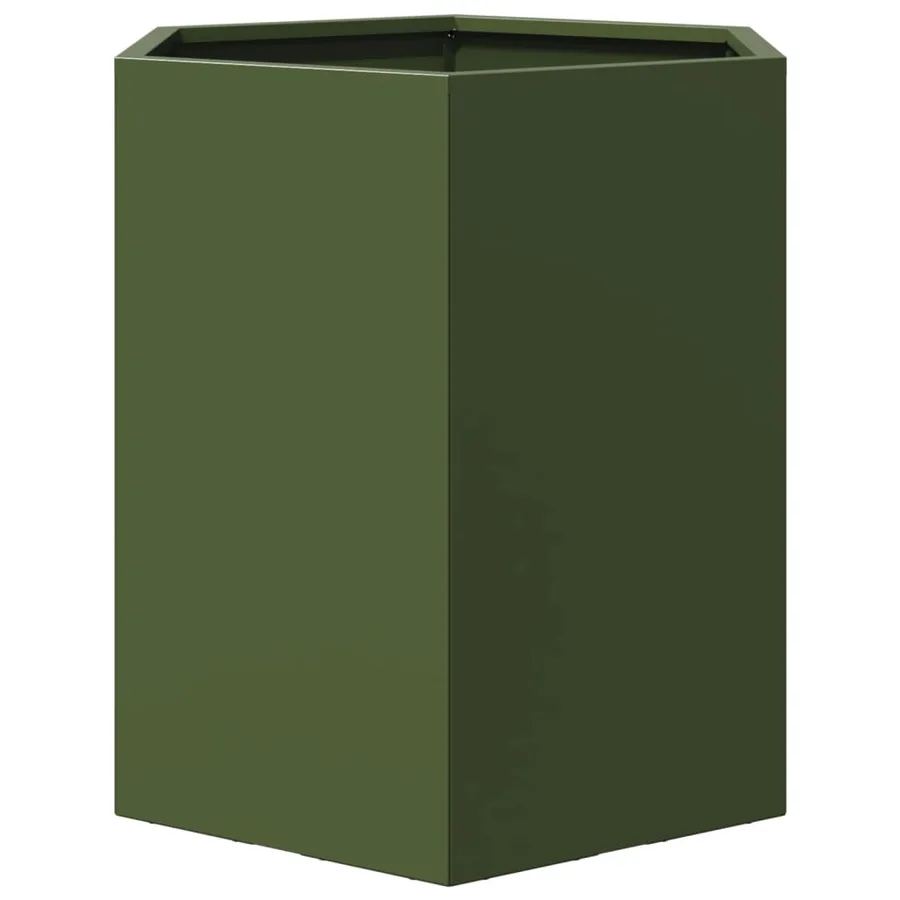 Jardinière vert olive hexagone 46x40x45 cm acier - 4