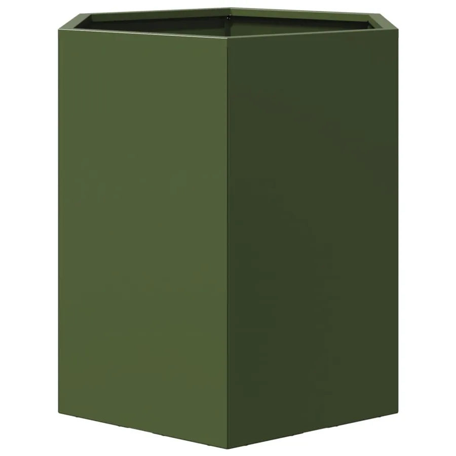 Jardinière vert olive hexagone 46x40x45 cm acier - 5