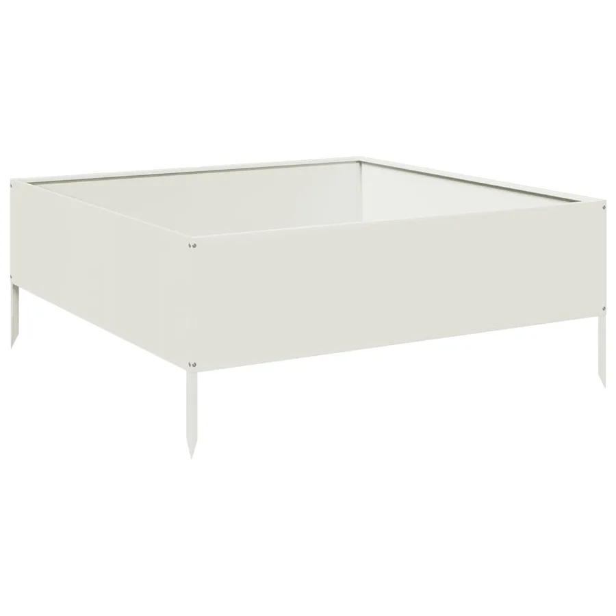 Lit surélevé de jardin blanc 100x100x41 cm acier - 2