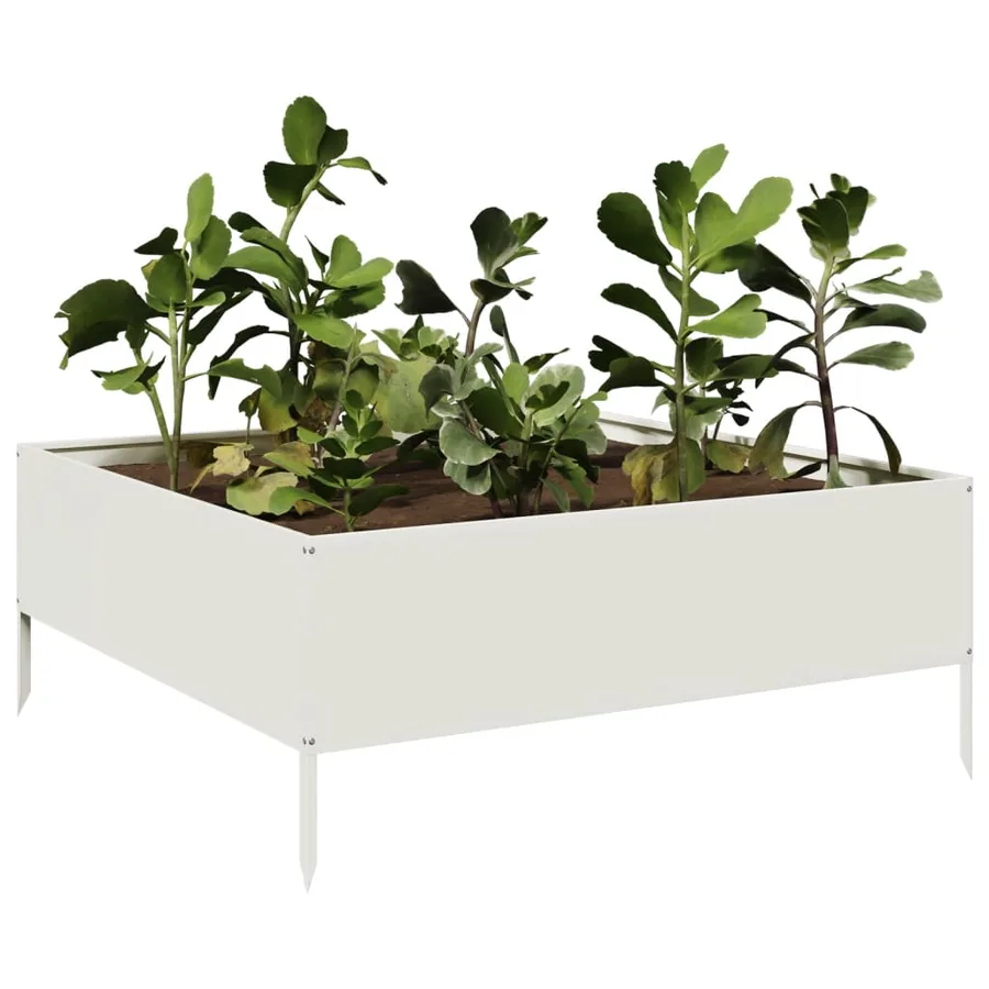 Lit surélevé de jardin blanc 100x100x41 cm acier - 3