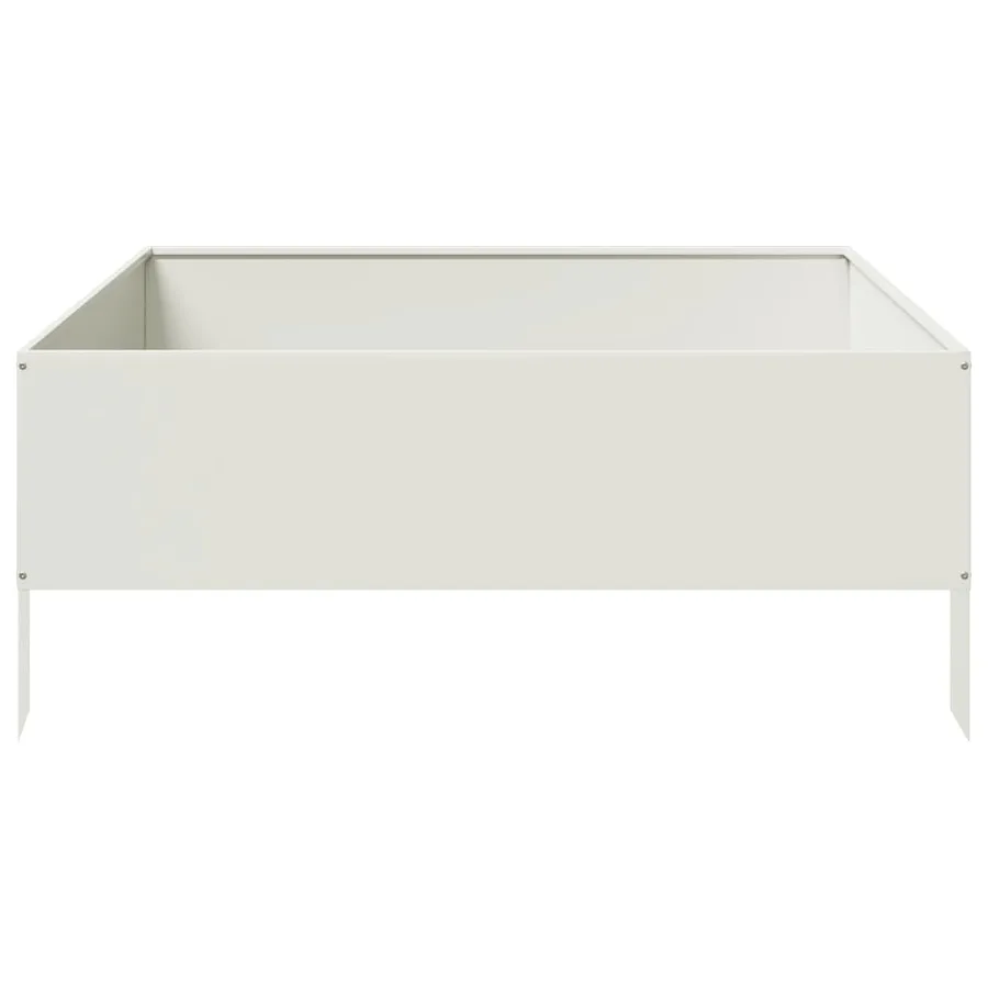 Lit surélevé de jardin blanc 100x100x41 cm acier - 5