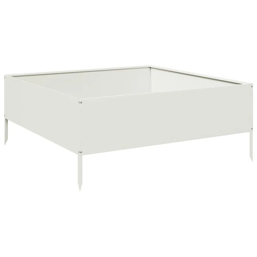 Lit surélevé de jardin blanc 100x100x41 cm acier - 6