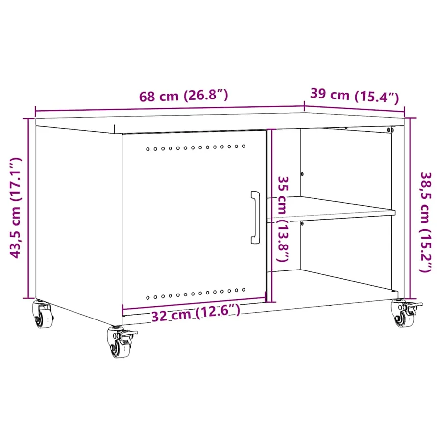 Meuble TV noir 68x39x43,5 cm acier - 14
