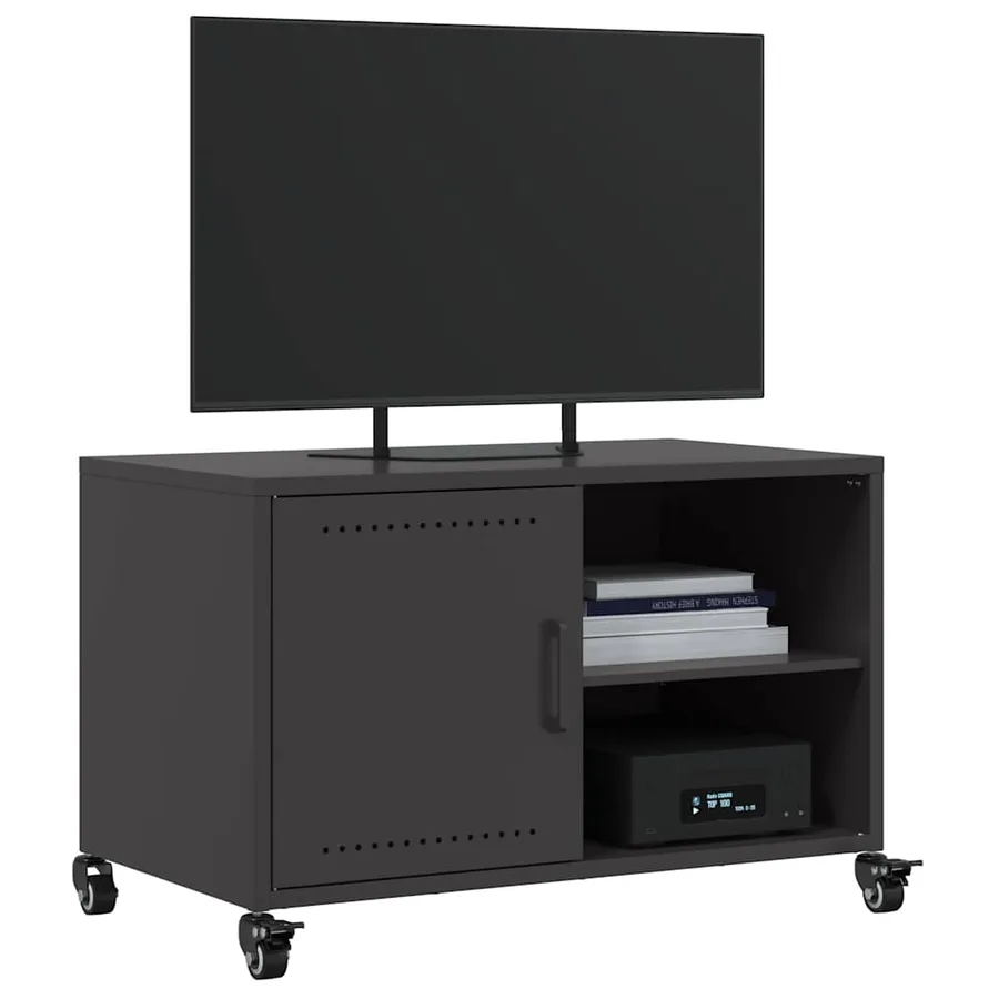 Meuble TV noir 68x39x43,5 cm acier - 4