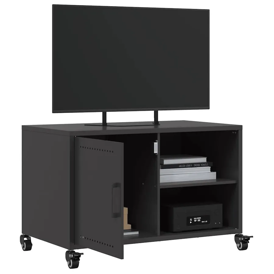 Meuble TV noir 68x39x43,5 cm acier - 5