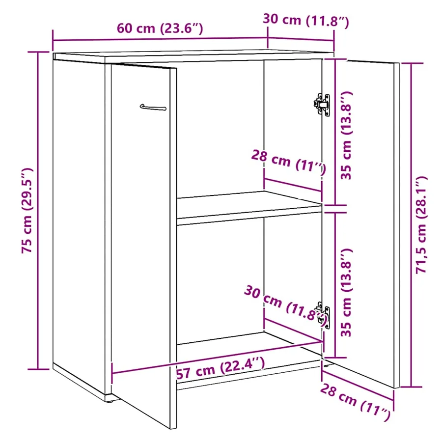 Buffet blanc 60x30x75 cm bois d'ingénierie - 7