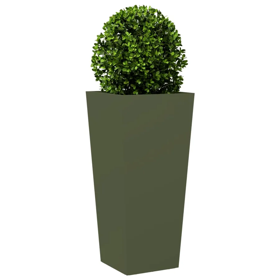 Jardinières 2 pcs vert olive 35x35x75 cm acier - 4
