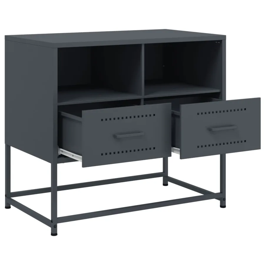 Meuble TV anthracite 68x39x60,5 cm acier - 9