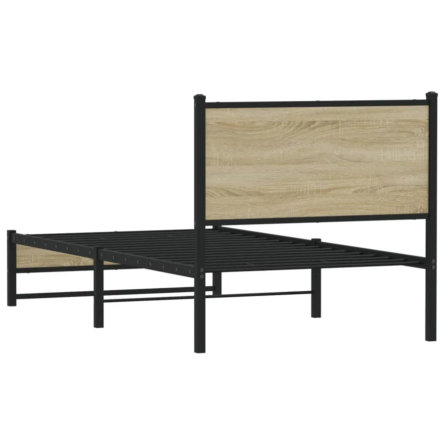 Cadre de lit en métal sans matelas chêne sonoma 75x190 cm - 7