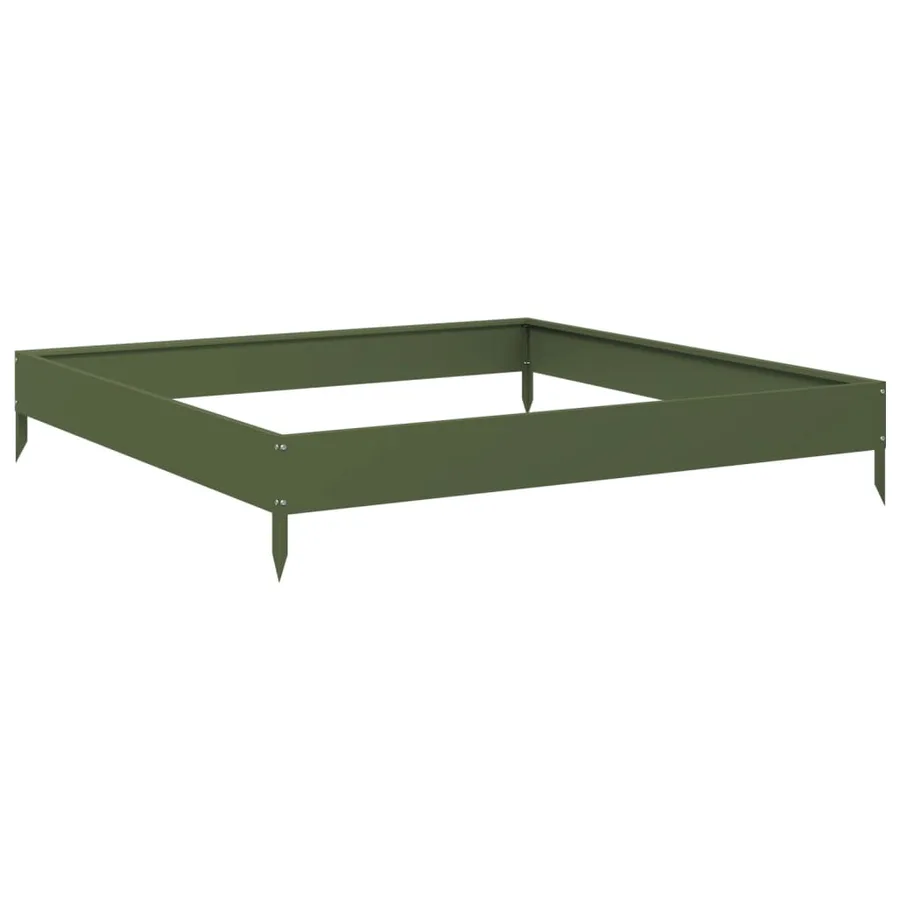 Lit surélevé de jardin vert olive 100x100x18,5 cm acier - 2