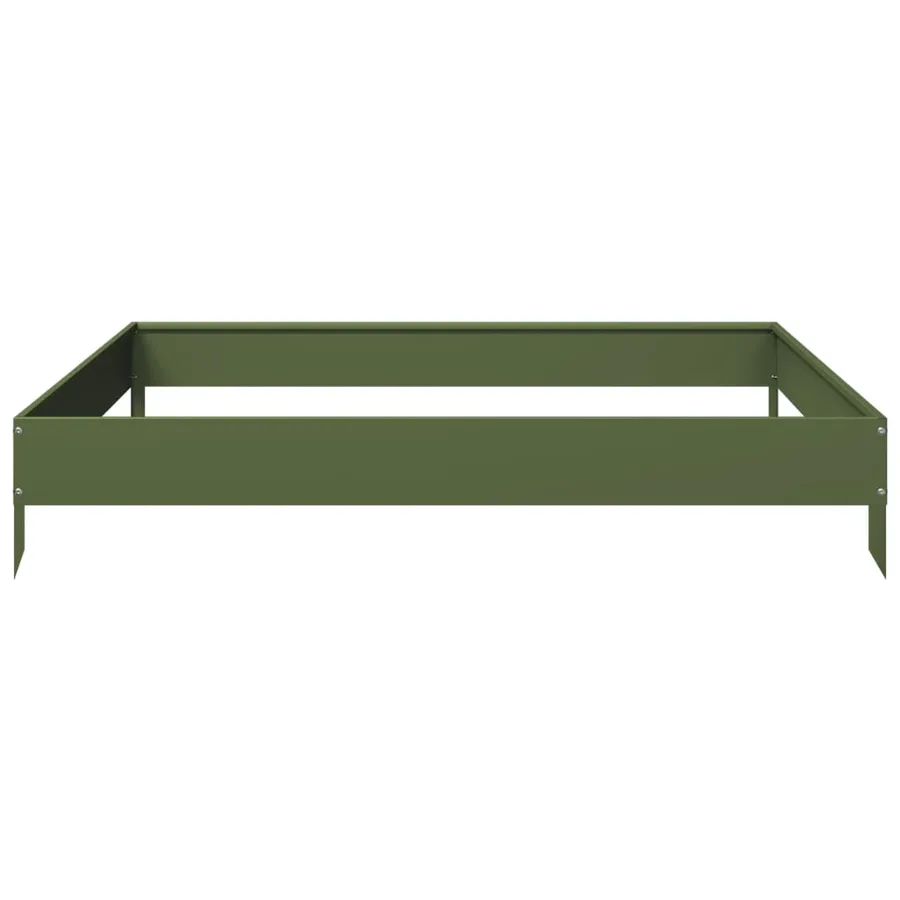 Lit surélevé de jardin vert olive 100x100x18,5 cm acier - 5
