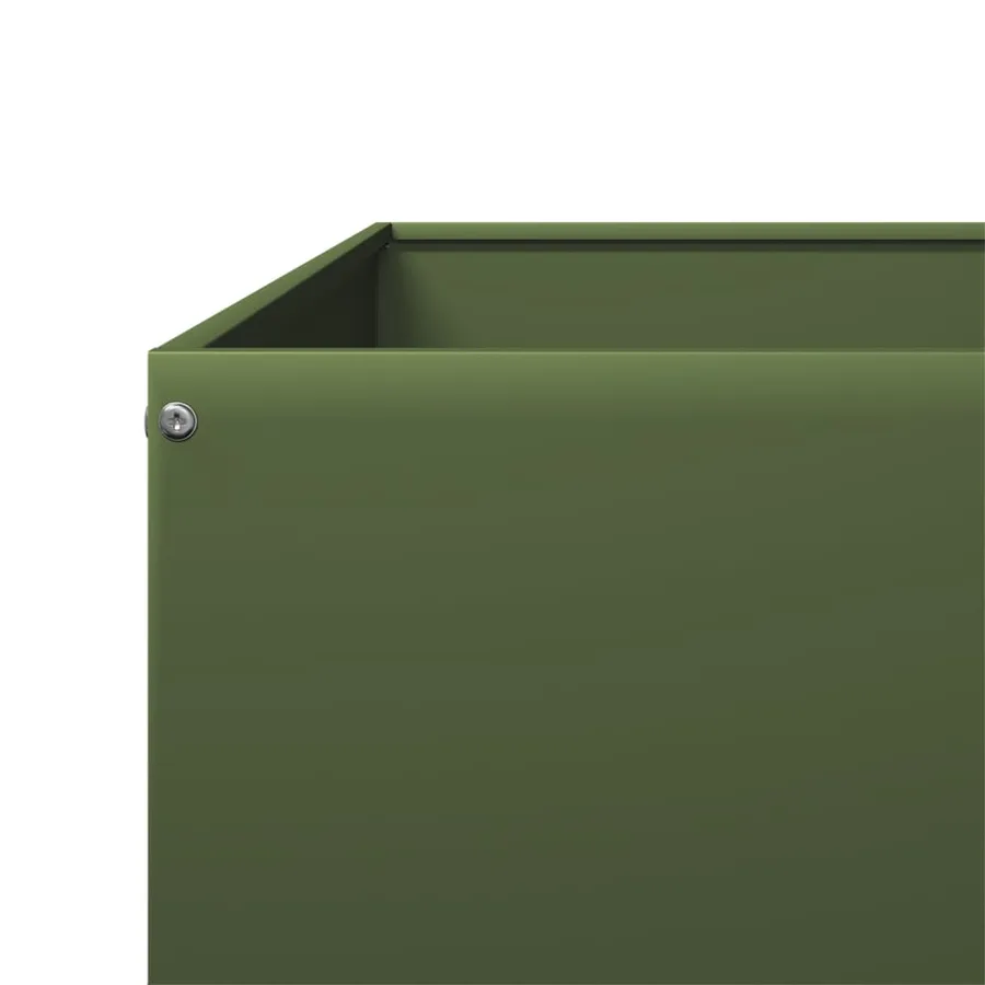 Lit surélevé de jardin vert olive 100x100x18,5 cm acier - 7