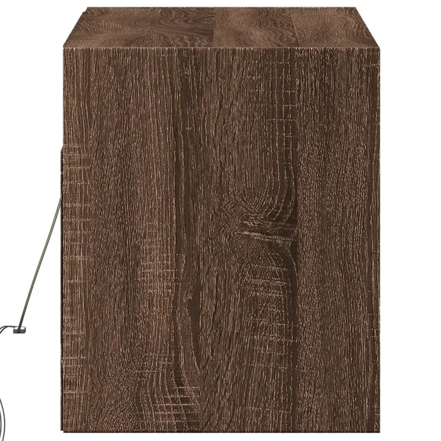 Meuble TV mural avec lumières LED chêne marron 100x31x35 cm - 7
