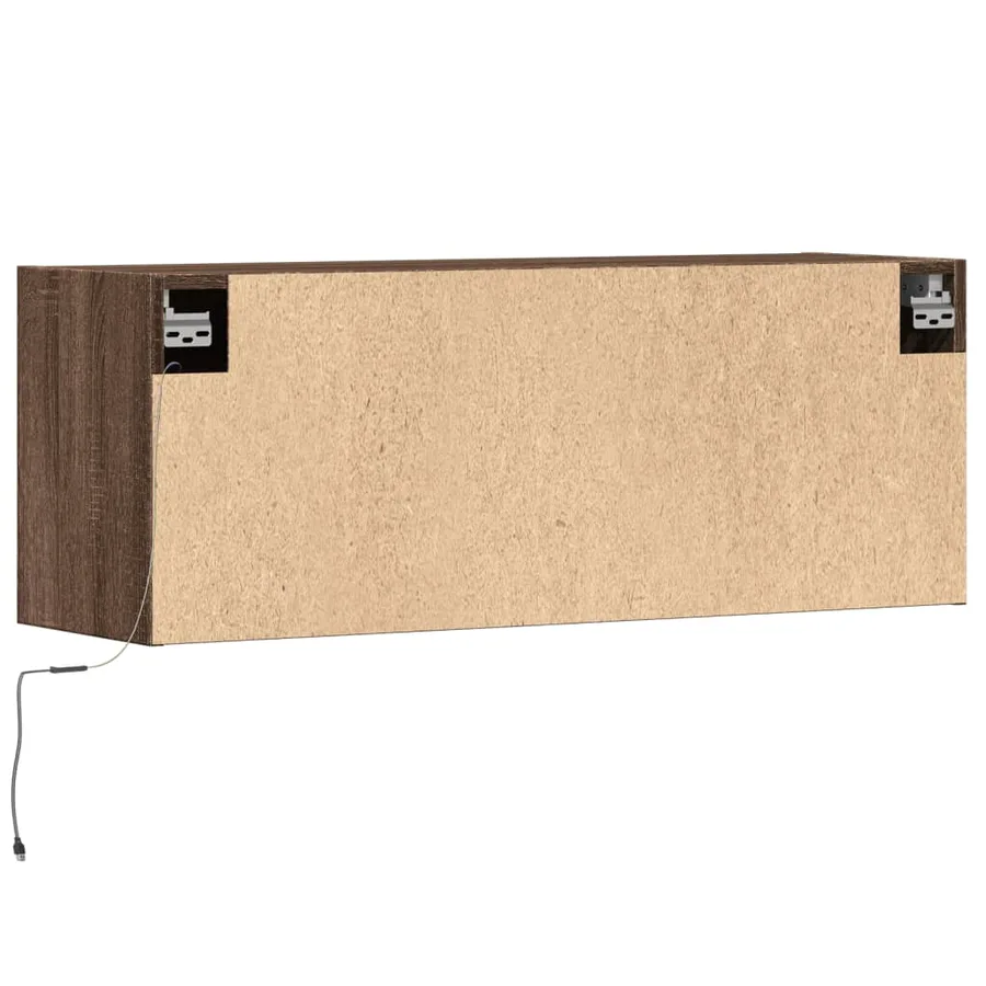 Meuble TV mural avec lumières LED chêne marron 100x31x35 cm - 8