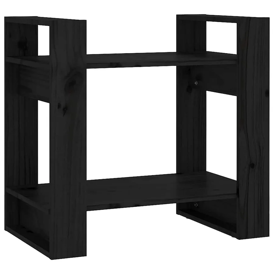 Bibliothèque/Séparateur de pièce Noir 60x35x57 cm Pin massif - 2