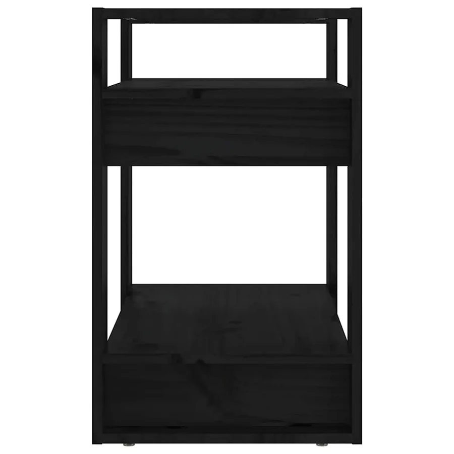 Bibliothèque/Séparateur de pièce Noir 60x35x57 cm Pin massif - 4