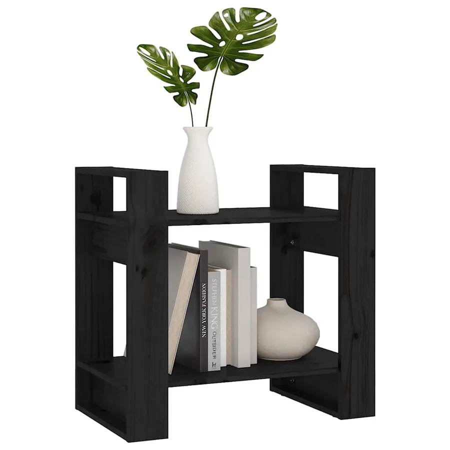 Bibliothèque/Séparateur de pièce Noir 60x35x57 cm Pin massif - 5