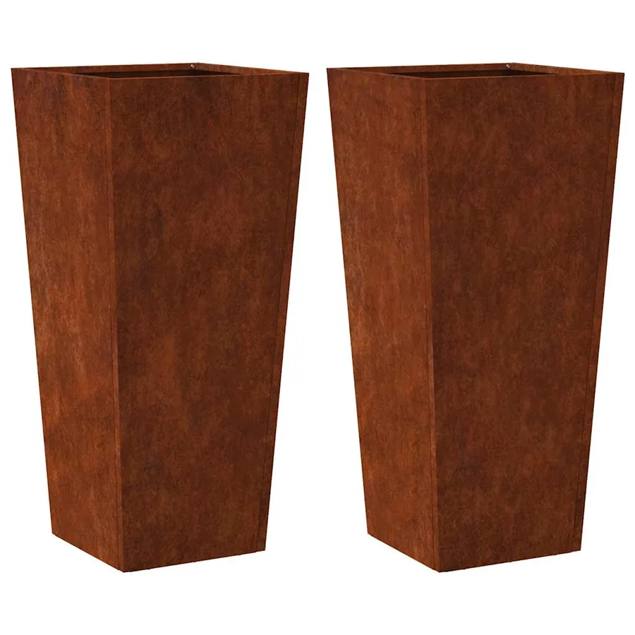 Jardinières 2 pcs 35x35x75 cm acier résistant aux intempéries - 2