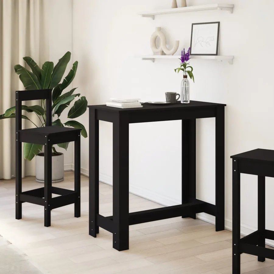 Table de bar noir 102x50x103,5 cm bois d'ingénierie - 3
