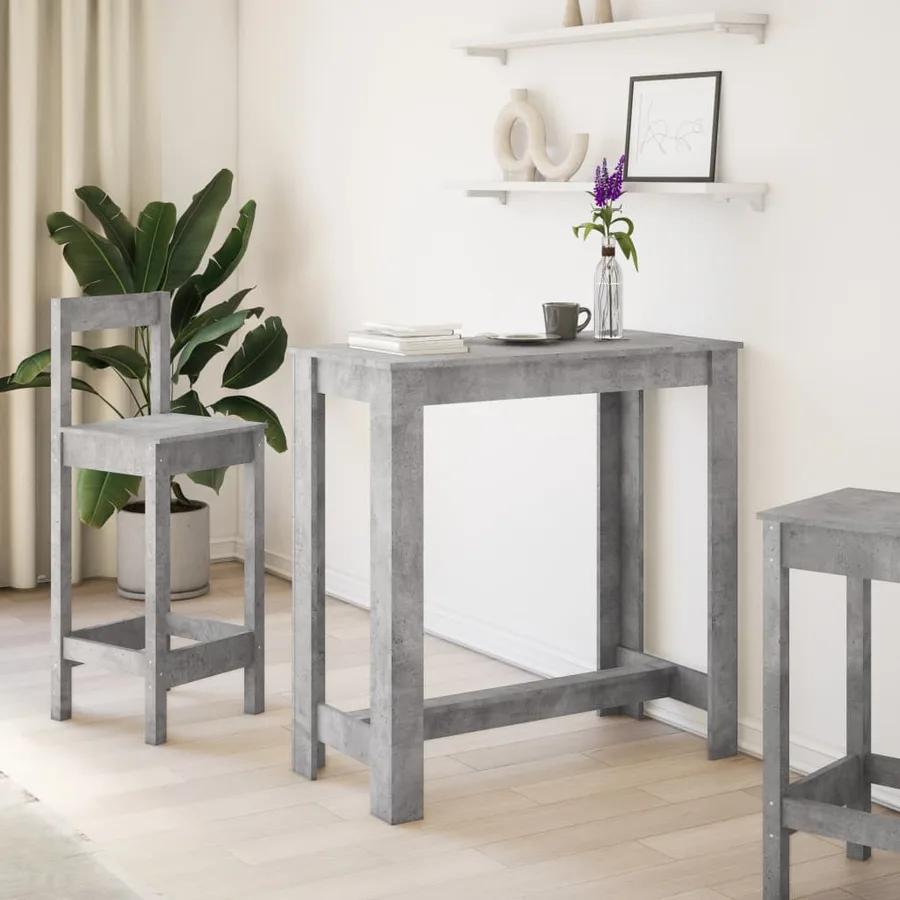 Table de bar gris béton 102x50x103,5 cm bois d'ingénierie - 3