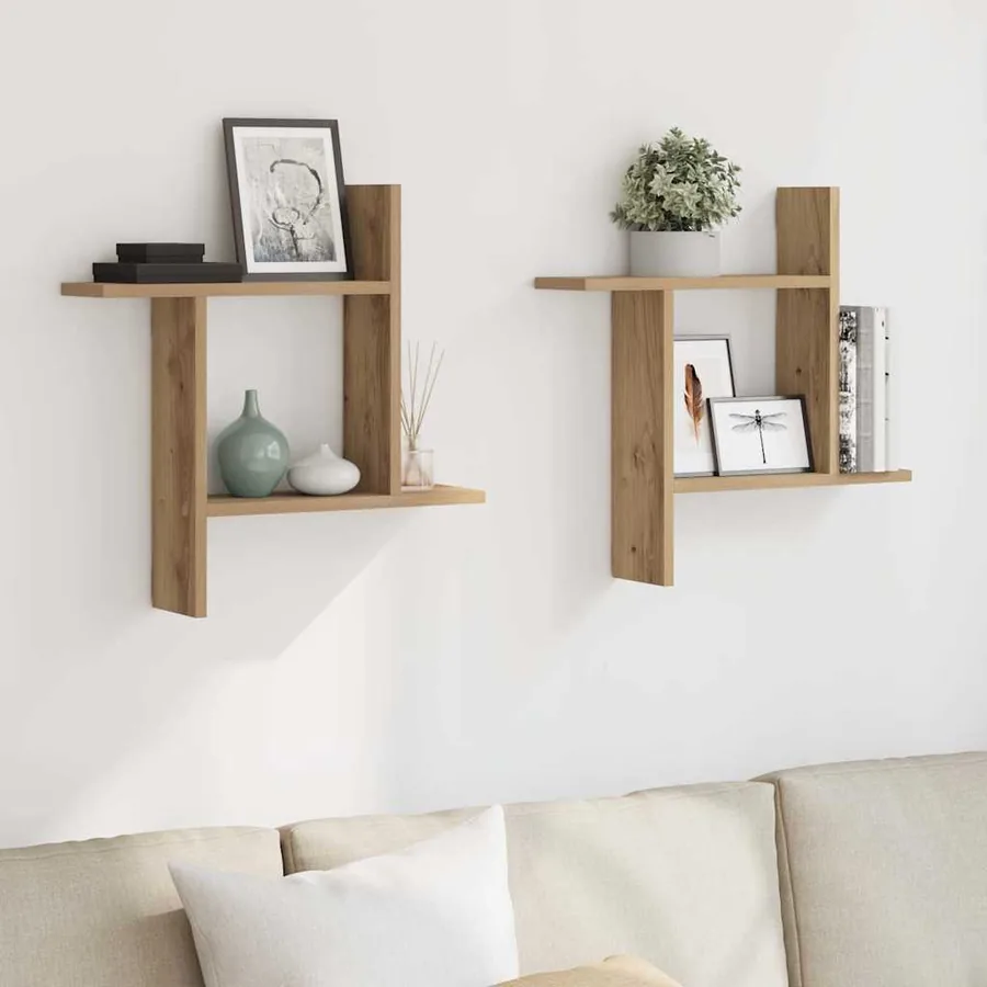 Étagères murales 2 pcs chêne artisanal bois d'ingénierie