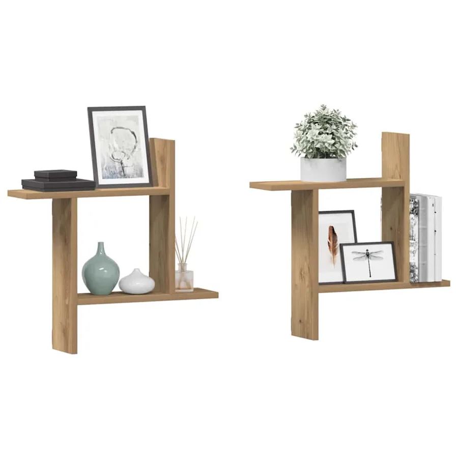 Étagères murales 2 pcs chêne artisanal bois d'ingénierie - 4