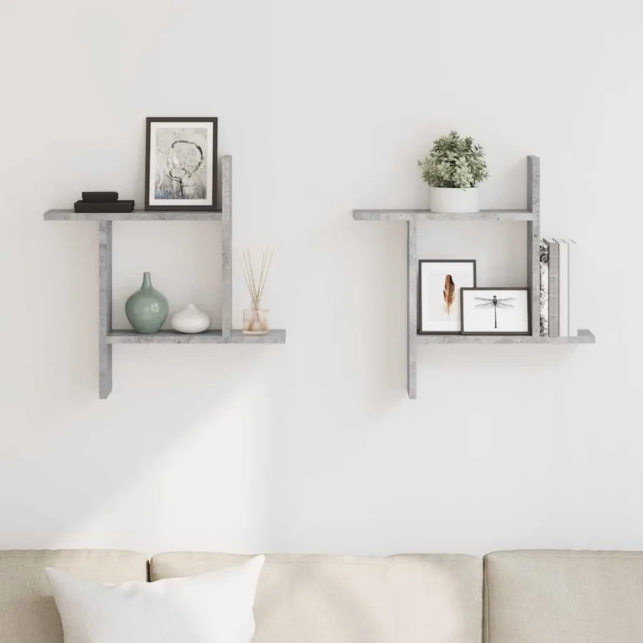 Étagères murales 2 pcs gris béton 50x12x50 cm bois d'ingénierie - 3