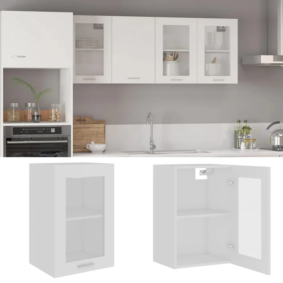 Vitrine suspendue "Lyon" Blanc 40 x 31 x 60 cm Bois d'ingénierie