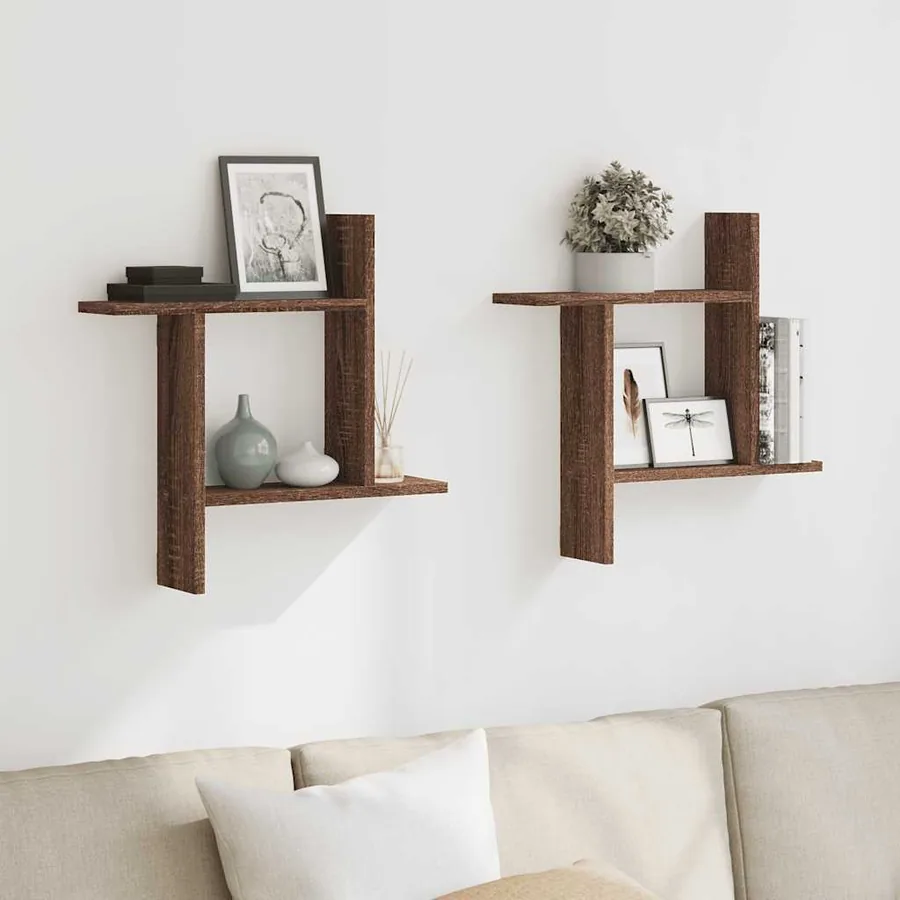 Étagères murales 2pcs chêne marron 50x12x50cm bois d'ingénierie