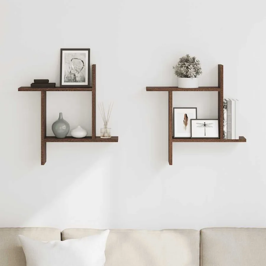 Étagères murales 2pcs chêne marron 50x12x50cm bois d'ingénierie - 3