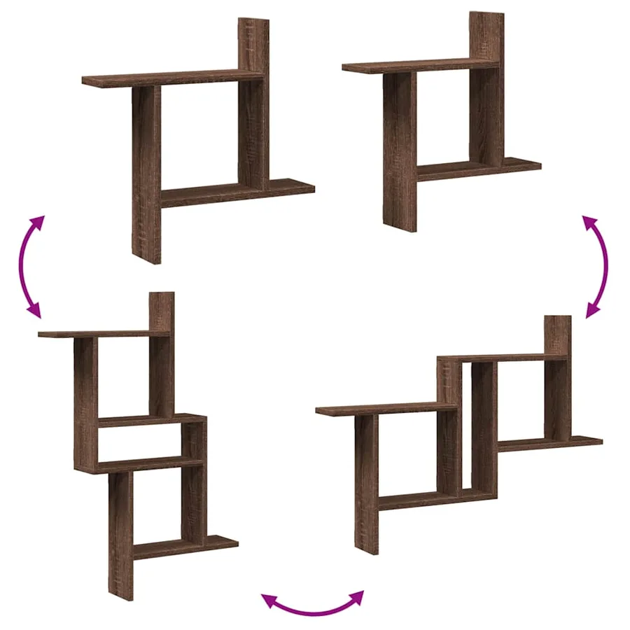 Étagères murales 2pcs chêne marron 50x12x50cm bois d'ingénierie - 8