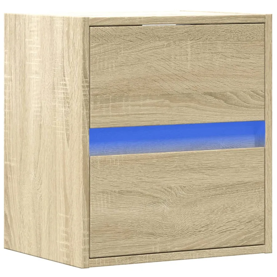 Table de chevet murale avec lumières LED chêne sonoma - 5