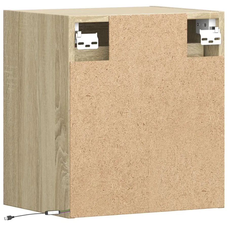 Table de chevet murale avec lumières LED chêne sonoma - 8