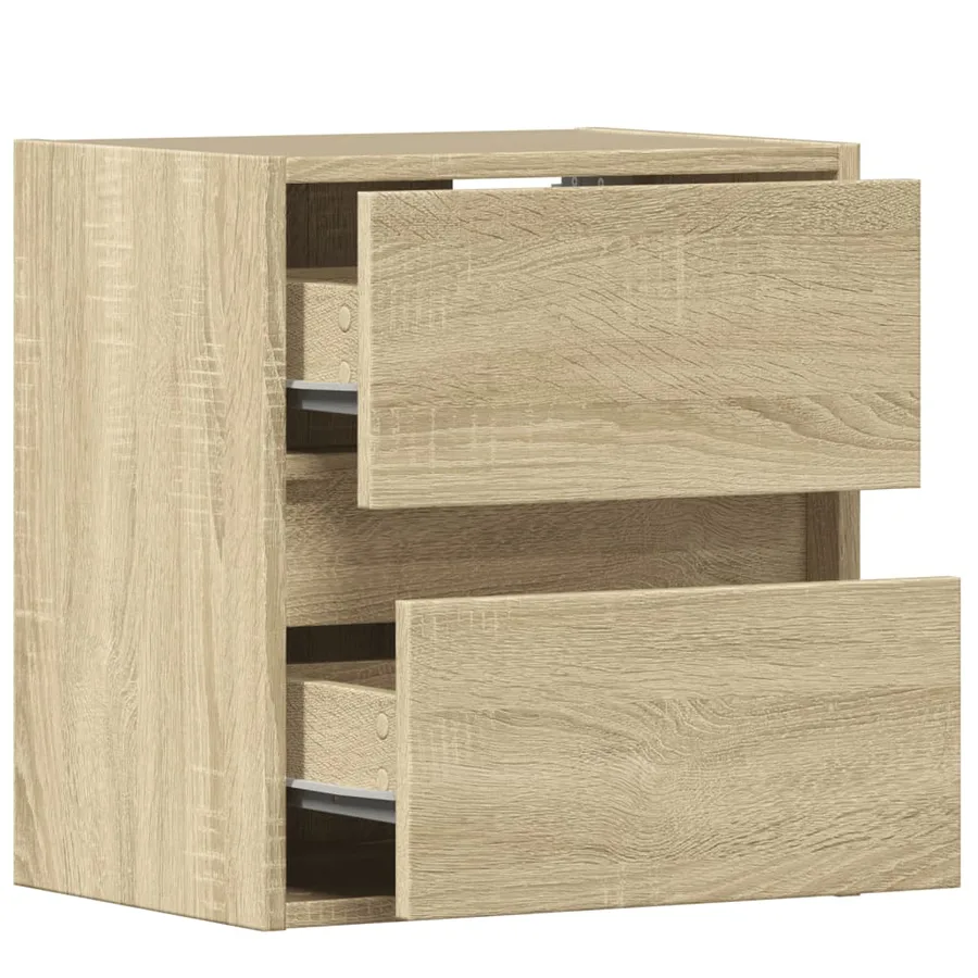 Table de chevet murale avec lumières LED chêne sonoma - 9