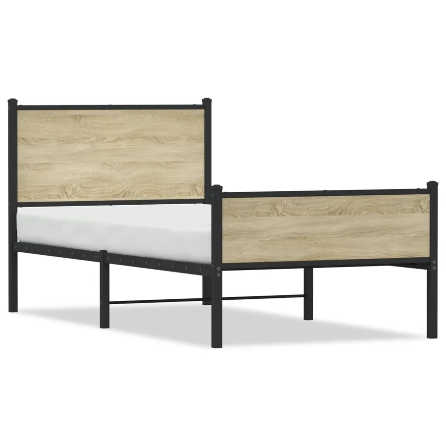 Cadre de lit en métal sans matelas chêne sonoma 80x200 cm - 2