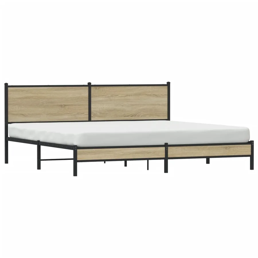 Cadre de lit en métal sans matelas chêne sonoma 193x203 cm - 3