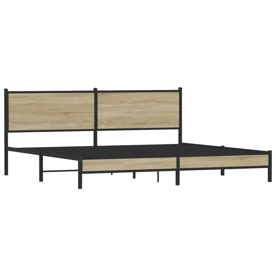 Cadre de lit en métal sans matelas chêne sonoma 193x203 cm - 4