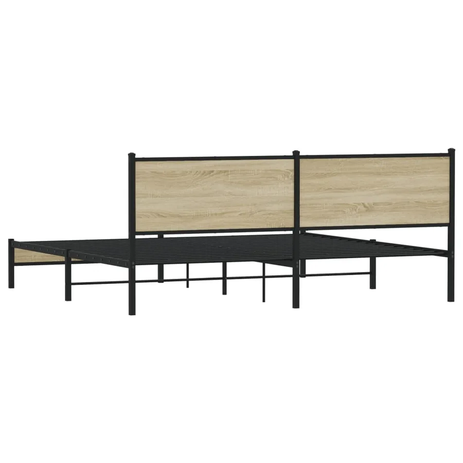 Cadre de lit en métal sans matelas chêne sonoma 193x203 cm - 7