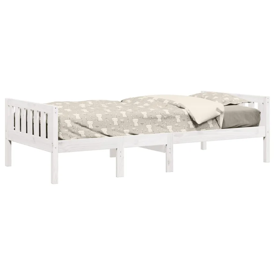 Lit pour enfants sans matelas blanc 90x200cm bois de pin massif - 4