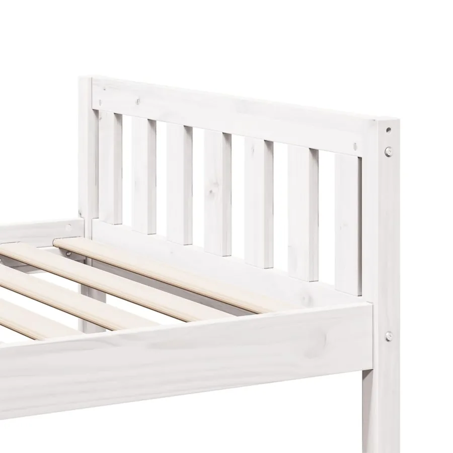 Lit pour enfants sans matelas blanc 90x200cm bois de pin massif - 8