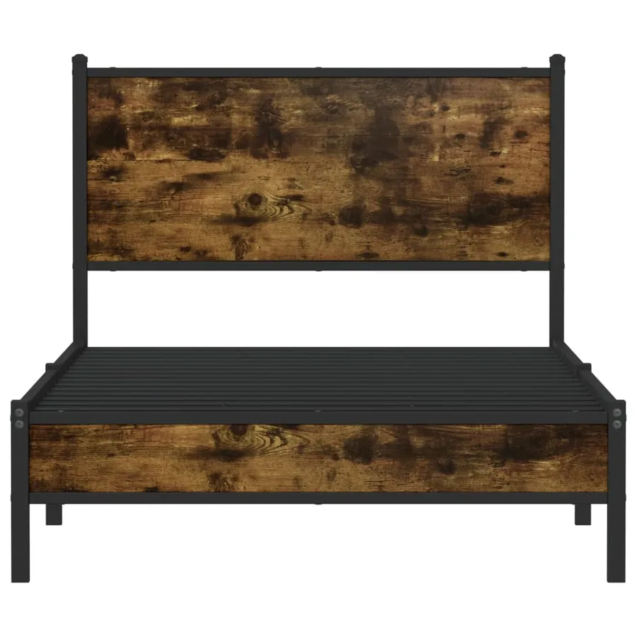 Cadre de lit en métal sans matelas chêne fumé 100x190 cm - 5