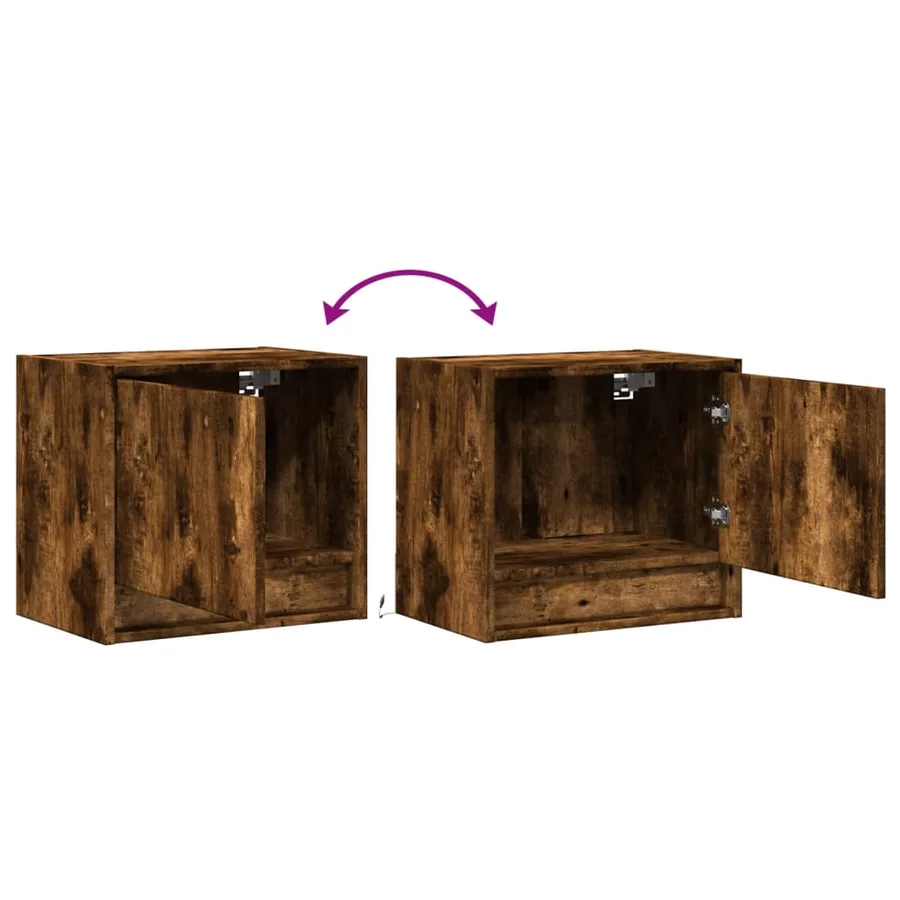 Tables de chevet murales avec lumières LED 2 pcs chêne fumé - 10