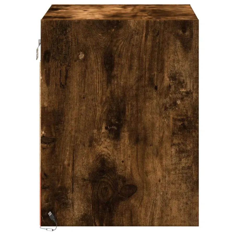 Tables de chevet murales avec lumières LED 2 pcs chêne fumé - 8